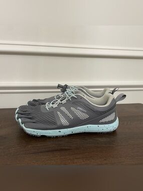 Women's Gray and Light Blue Toe-Box Sneakers